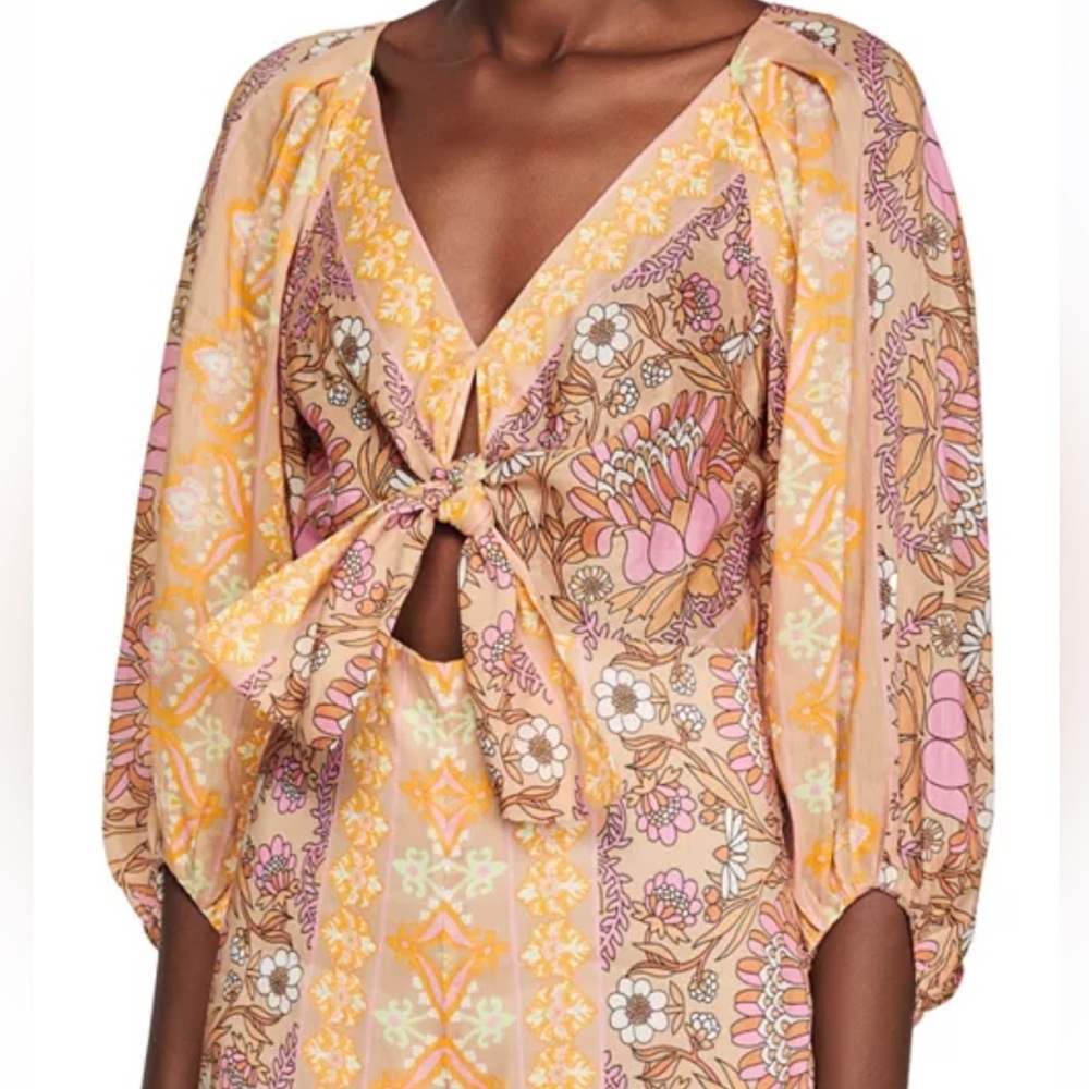 New! Sandro SZ 38/2 women’s naturels Dieppr floral print linen blend jumpsuit. - Picture 4 of 15